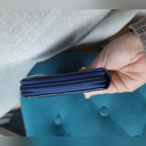 **SALE*Michael Kors Blue Wallet with Gold-Toned Label - Picture 4 of 6